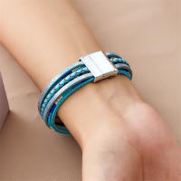 Pulsera Bohemia Vintage De Cuero Genuino Para Mujeres Y Hombres Hecha a Mano Con Cierre Magnético Ancho Joyería De Moda - details 20