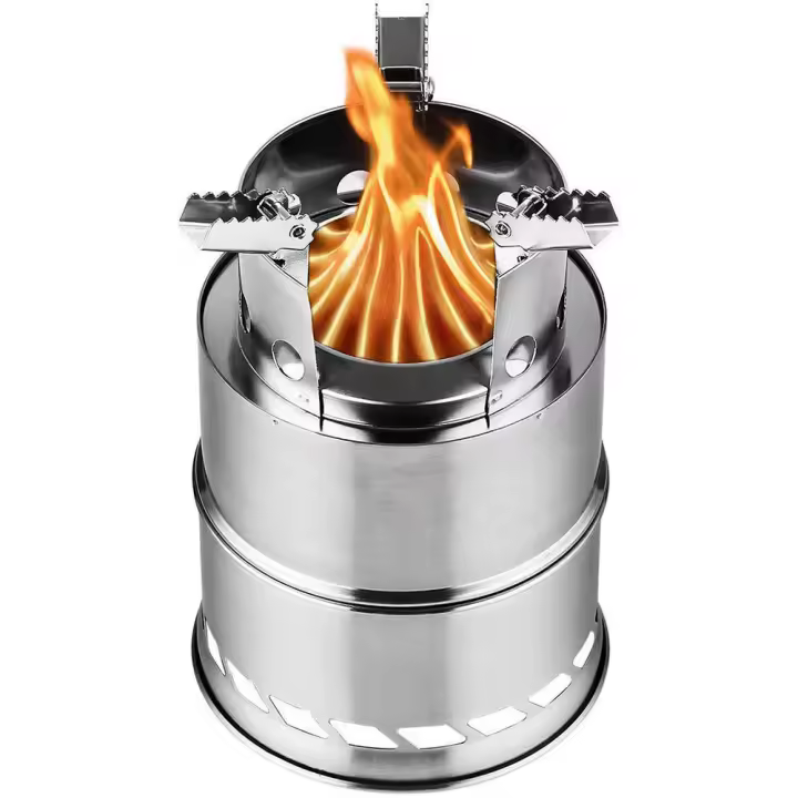 Estufa De Camping Portátil Para Exterior Quemado De Madera Mini Ligera De Acero Inoxidable Para Picnic BBQ Horno Viaje Aventura - 1