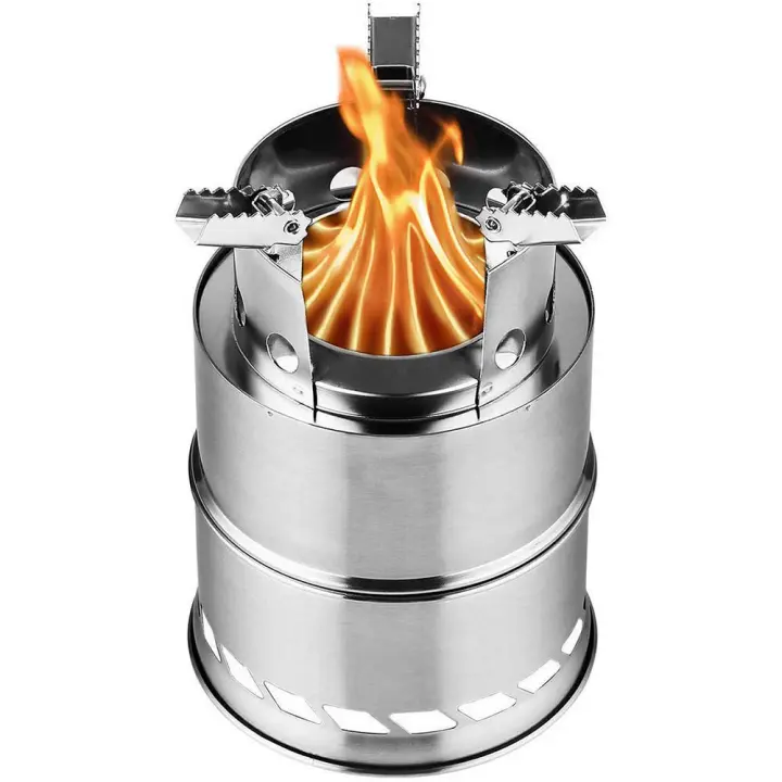 Estufa De Camping Portátil Para Exterior Quemado De Madera Mini Ligera De Acero Inoxidable Para Picnic BBQ Horno Viaje Aventura - 1