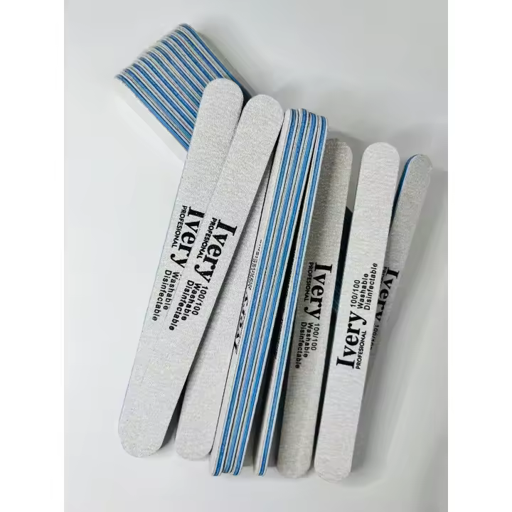 Ivery - Lima de uñas profesional, 20 unidades de doble cara,Redonda lima 100/100、100/180  grano lavable para uñas,salón de peluquería, animales domésticos(Núcleo Azul) - 1