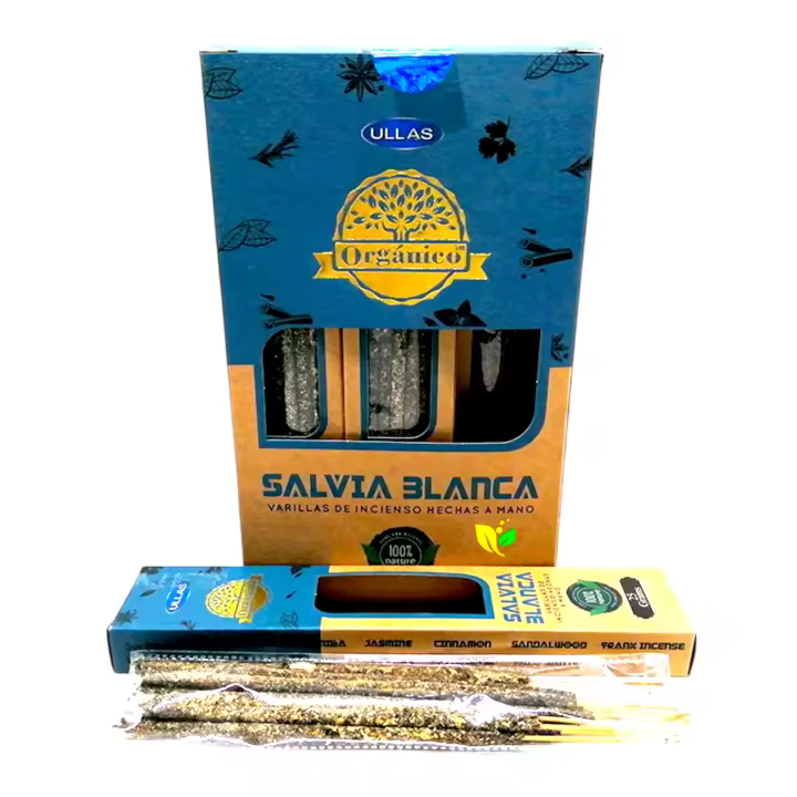 Incienso Orgánico Ullas Salvia Blanca Hecho a Mano 12 Cajitas 25g - 1