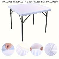 1pc Stretchy Square Table Cover Elastic Spandex Tablecloth For Indoor/Outdoor Dining And Parties Washable And Foldable Includes Polyester Picnic Table - details 0