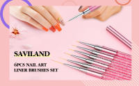 SAVILAND 6pcs Pinceles De Arte Para Uñas Con Liner Acrílico UV Gel Colores Pintura Y Dibujo Herramientas De Manicura DIY Tamaños Variados - details 0