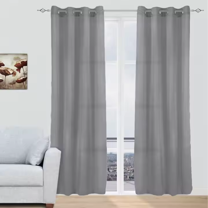 YUNIK HOME- Cortina para Ventana Dormitorio Translúcidas Visillos , Pack de 2 Piezas con Anillos Plateados para Ventana, 150 X 260 CM. Ideal para decorar las estancias de su hogar. comedor, habitación, cocina. - 1