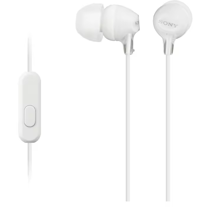 SONY MDR-EX15APW Auriculares con cable de 1,2 m., de Color Blanco, Micrófono, compatible con Smartphones - 1