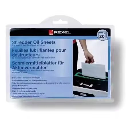Rexel pack de 20 hojas lubricantes para destructoras - 1