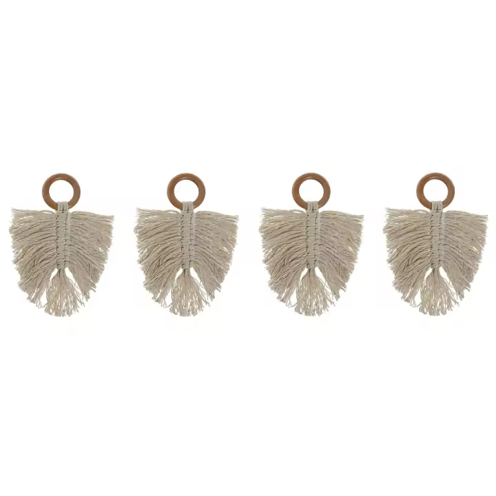 Anillo servilletero Home ESPRIT Natural Acacia Macramé 13 x 1 x 18 cm 4 Piezas - 1