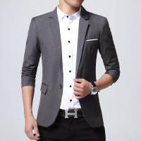 Chaqueta De Traje Para Hombre En Color Sólido Ajustada Elegante Blazer Para Bodas Y Negocios Moda Casual Traje Profesional - details 11