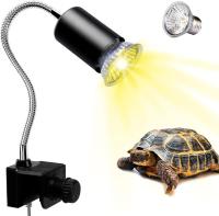 Lámpara para Tortuga, Lámpara de Reptiles y Anfibios con Bombilla de Luz Solar UVA UVB de 50 W y Abrazadera Giratoria de 360 °Adecuada, Halógena, Luz Amarilla - details 3