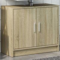 vidaXL Armario de lavabo madera de ingeniería 63x29x55 cm en color Gris sonoma/Gris hormigón/Negro y más | almacenamiento funcional diseño moderno para baño dormitorio sala - details 4