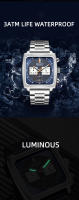 Reloj De Pulsera De Cuarzo MEGIR Para Hombre Dial Cuadrado Cronógrafo Multifuncional Deportivo Resistente Al Agua Con Fecha Y Manos Luminosas - details 4