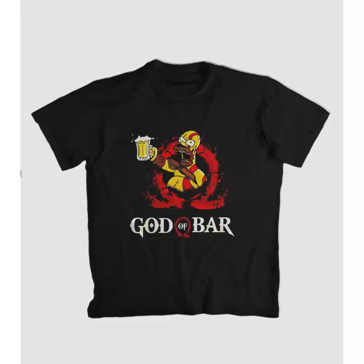 Camiseta Negra Unisex – Parodia God of War x Homer Simpson 🍺⚔️ - 1