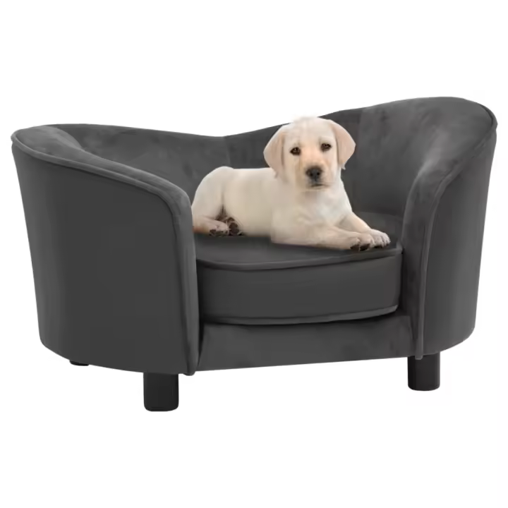 vidaXL Sofá para Perros Felpa y Cuero Sintético 69x49x40 cm Acolchado Color Gris oscuro,  Negro,  Gris y mas - 1