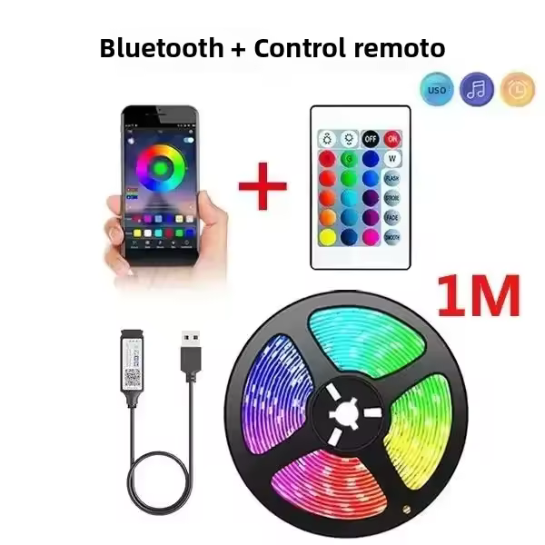 Tira De LED RGB 5050 Flexible 5V USB Control Remoto Bluetooth Para Dormitorio Jardín Fiesta Boda Decoración De Ambiente - 1