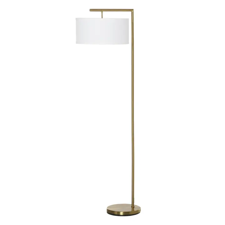 HOMCOM Lámpara de Pie Lámpara de Pie Base E27 para Salón Dormitorio Oficina Metal Acero Lino Oro + Blanco 47 x 37 x 153 cm - 1