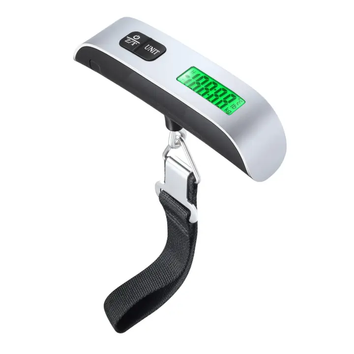 Pesa Digital Maletas de viaje, Escala del Equipaje, Bascula LCD Portátil, Función de Medición de Temperature, 110 lb/50 kg Adecuado para Viajes al Aire Libre, Gris - 1