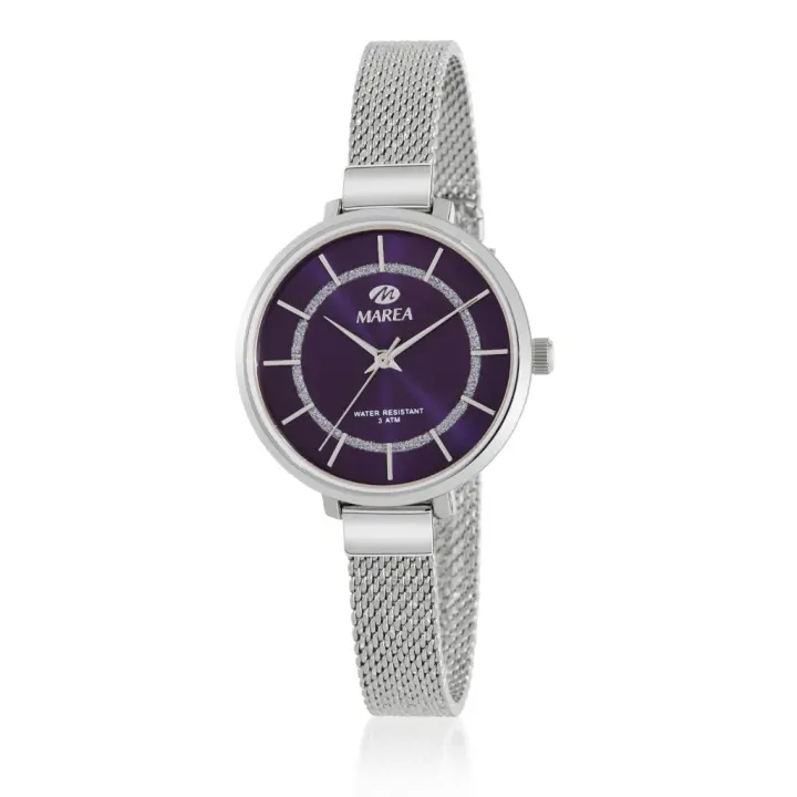 Reloj para mujer malla milanesa y esfera lila, Ref: B54192/3 - 1