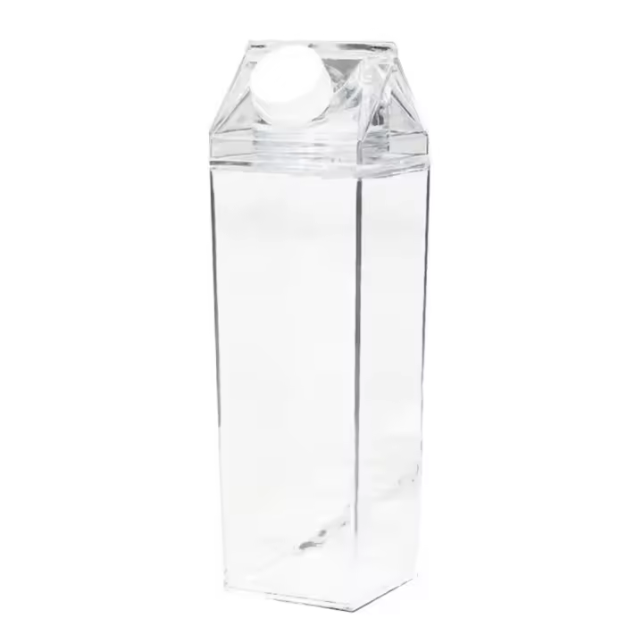 Botella De Agua En Forma De Leche De 500/1000ML Plástico Transparente Para Deporte Al Aire Libre Café Jugo Té Almacenamiento De Leche - 1