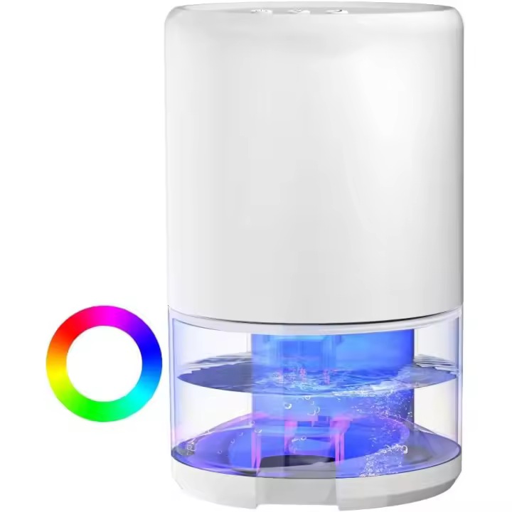 Deshumidificador, Deshumidificadores de 33.8 FL oz para el hogar, 280 pies Cuadrados, pequeños deshumidificadores portátiles Ultra silenciosos con 7 Luces LED, contra el Moho de la Humedad - 1