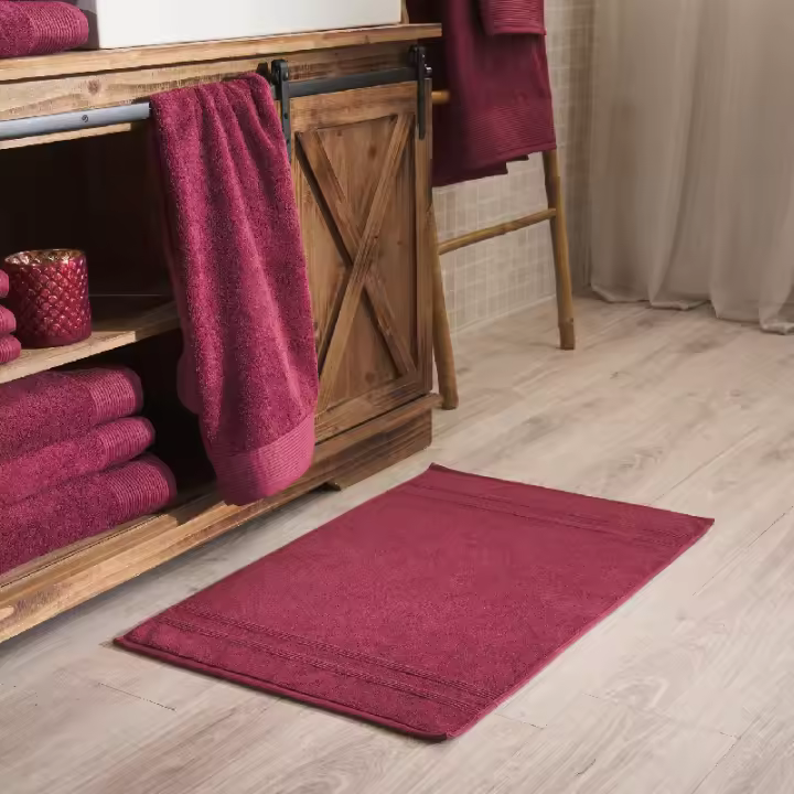 La Mallorquina - Alfombra para el baño 100% Algodón - Basic LM Berenjena - 1