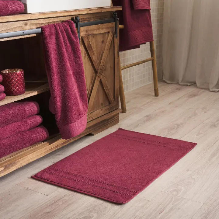 La Mallorquina - Alfombra para el baño 100% Algodón - Basic LM Berenjena - 1