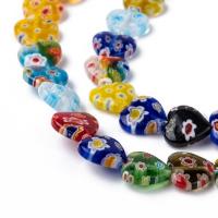 1Hilo De 33 Piezas De Contas De Vidrio Millefiori Hechas a Mano En Forma De Corazón Coloridas 12x12x3.5mm Agujero: 1mm 13.7 Pulgadas - details 2
