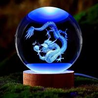 1pc Bola De Cristal Con Dragón Chino 3D En Marco De Madera Decoración Para Hogar Y Oficina Regalo De Cumpleaños Día De La Madre Año Nuevo - details 0