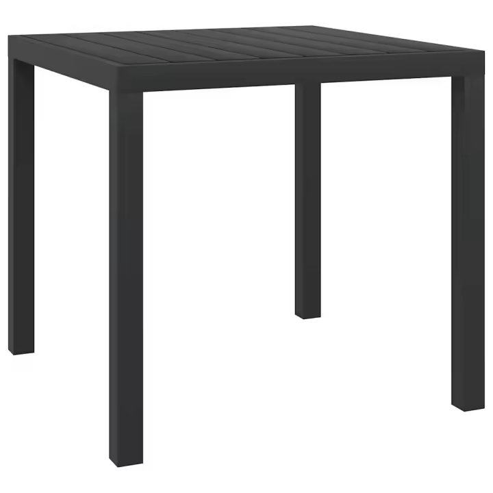 vidaXL Mesa de jardín de aluminio y WPC negra 80x80x74 cm - 1