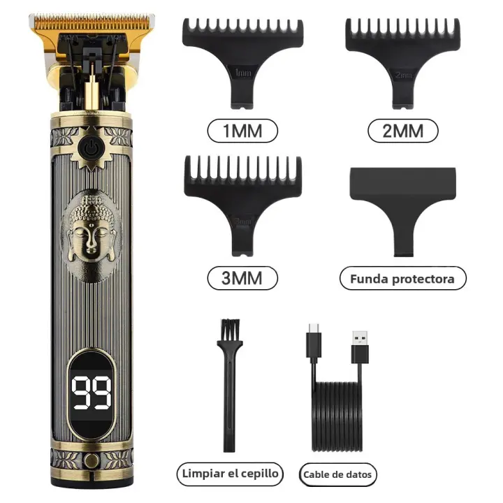 Afeitadora Digital LCD Recargable Para Cabello Con Pantalla LCD Trimmer Eléctrico Para Corte Preciso Tamaño T9 Con 3-4 Accesorios De Corte - 1