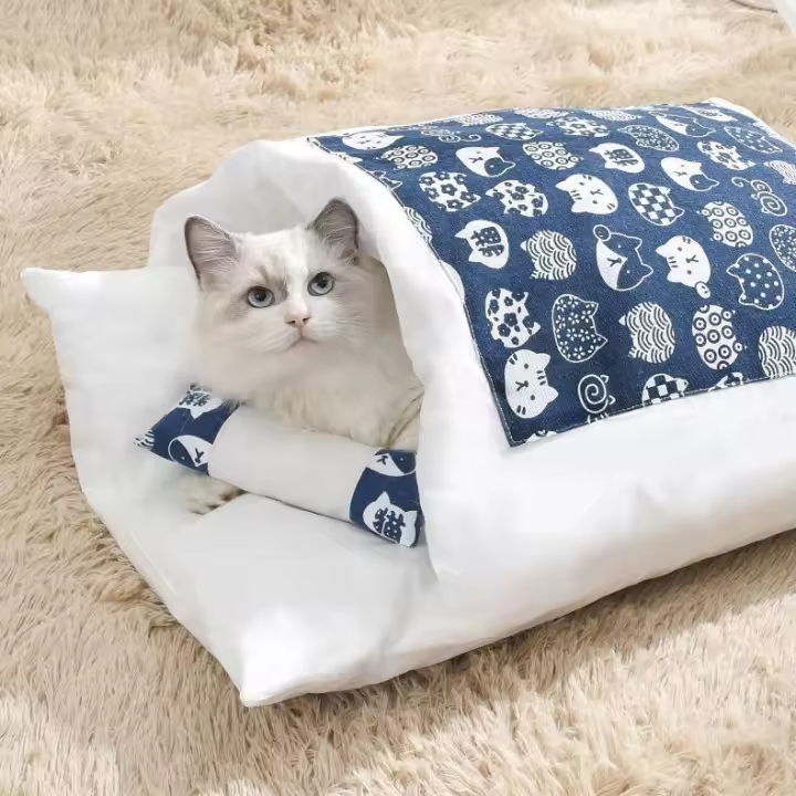 Casa De Gato Kawaii Grande Almohadilla Desmontable Para Adultos Con Cubierta Removible Comodidad Y Alimento Lindo Suministros Para Mascotas - 1