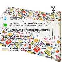 Mantel antimancha digital, Mantel lavable y impermeable, Ideal para hogar y dormitorio de niño, Para mesa rectangular, Caída decorativa, Estilo moderno, Dibujos infantil，Fondo blanca marfil ,multicolor, Lápiz, Ancho 137cm, DM118 - details 2