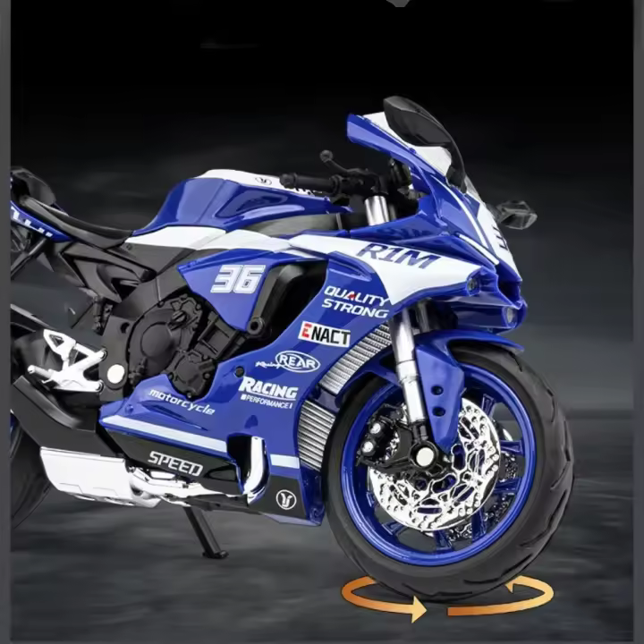 Modelo De Motocicleta Yamaha R1M a Escala 1/12 En Aleación De Zinc Con Absorción De Choque Regalo Para Niños Juguetes De Motocicleta De Escala Pequeña - 1