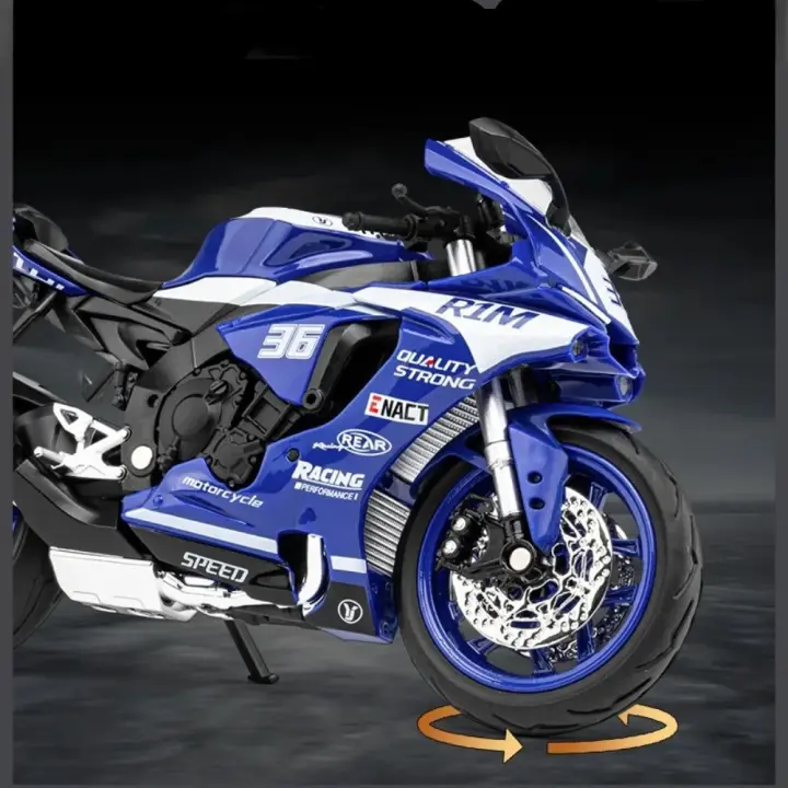 Modelo De Motocicleta Yamaha R1M a Escala 1/12 En Aleación De Zinc Con Absorción De Choque Regalo Para Niños Juguetes De Motocicleta De Escala Pequeña - 1