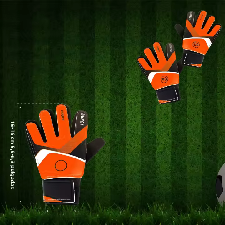 Guantes De Portero De Fútbol Para Niños 2 Piezas Tamaño Ajustable 5/6/7 Con Correa En La Muñeca Antideslizantes Y De Dedos Completos - 1