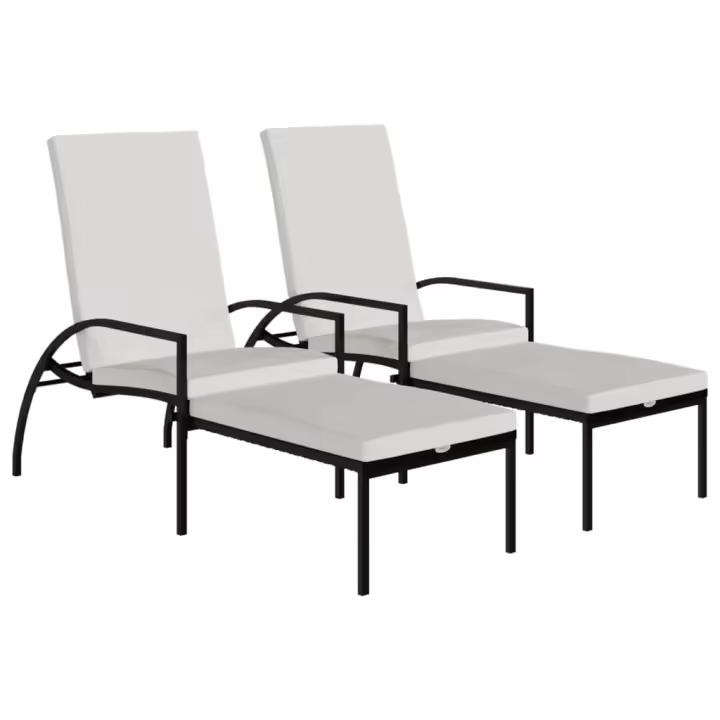 vidaXL Tumbona con reposapiés 2 unidades ratán sintético Marrón, Negro, Gris Sillas de Exterior Ideal para jardín, playa, piscina, terraza Tumbona Piscina Tumbonas Playa Tumbonas Jardín Exterior - 1