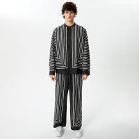 Conjunto De Ropa Casual Para Hombre 2024 Con Estampado Rayado Camisa De Manga Larga Y Pantalones V-Neck Estilo Callejero Talla S-5XL INCERUN - details 1