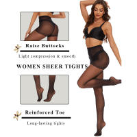 Kave 6 Pares De Medias De Nylon Ultrafinas Para Mujer Talla Alta Sólidas En Negro Leggings De Pierna Alta Para Damas - details 2