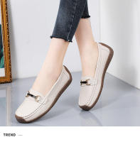 Zapatillas Casuales Para Mujer 2024 Talla Grande Zapatos Planos Slip-on Mocasines De Cuero Genuino Barco Zapatos Casuales De Primavera/Otoño - details 1
