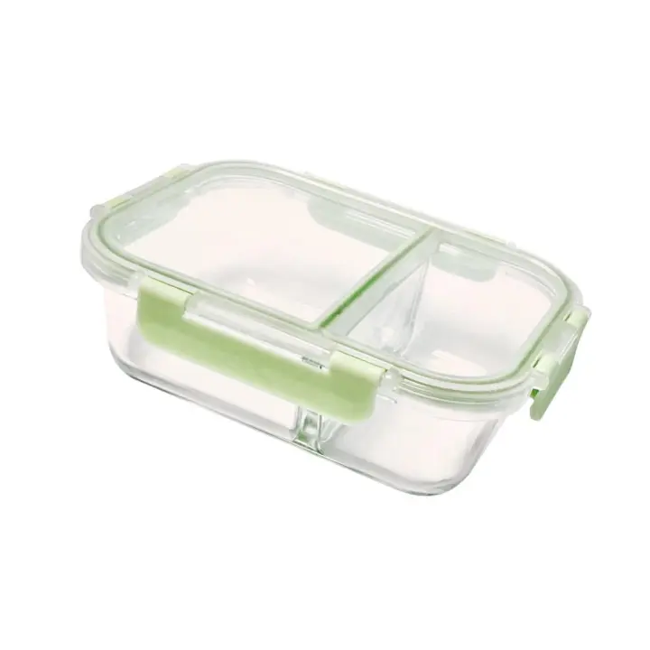 Recipiente hermético de cristal, doble compartimento, micro-ondas, horno, 860ml - 1