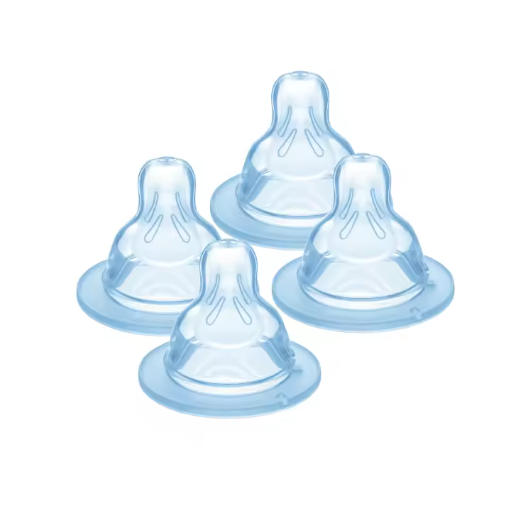 MAM Pack de 4 Tetinas 1, Flujo Lento, a Partir de 0 Meses, Apto para todos los Biberones MAM, de Silicona SkinSoftTM Silicone de Fácil Aceptación, Pack de 4 uds - 1