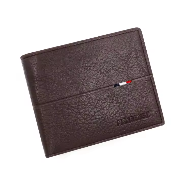 Cartera De Cuero PU De Alta Calidad Para Hombre Slim Con Cremallera Corta Portatarjetas Y Portafotos Monedero Simple Color Negro Café Marrón Azul - 1