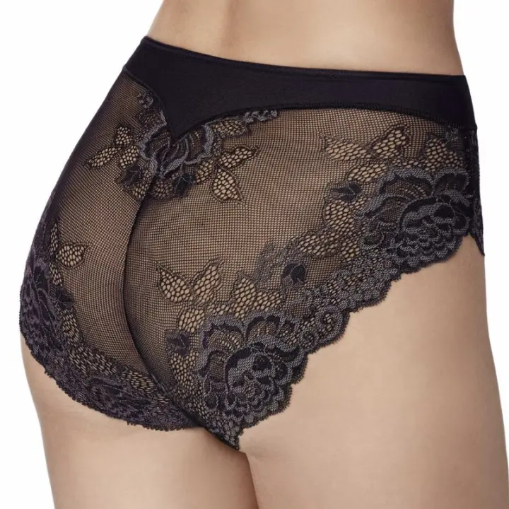 Janira. Braga Milano Greta Janira 1031857. Diseño sofisticado: encaje de inspiración floral que no marca. Confort gracias a su microfibra de extrema elasticidad.  Tejido de suave microfibra elástica.  Acabados sin costuras en la parte de las nalgas. - 1