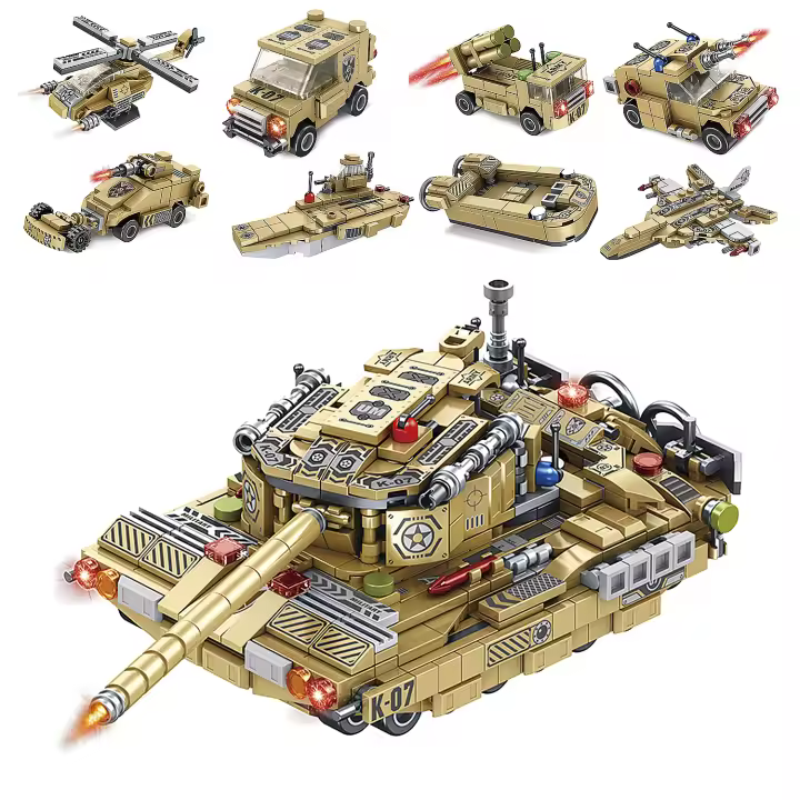 DAM. Vehículo de infantería tanque con ruedas 8 en 1, con 725 piezas. Construye 8 modelos individuales con 2 formas cada uno. 18x7x10cm. - 1