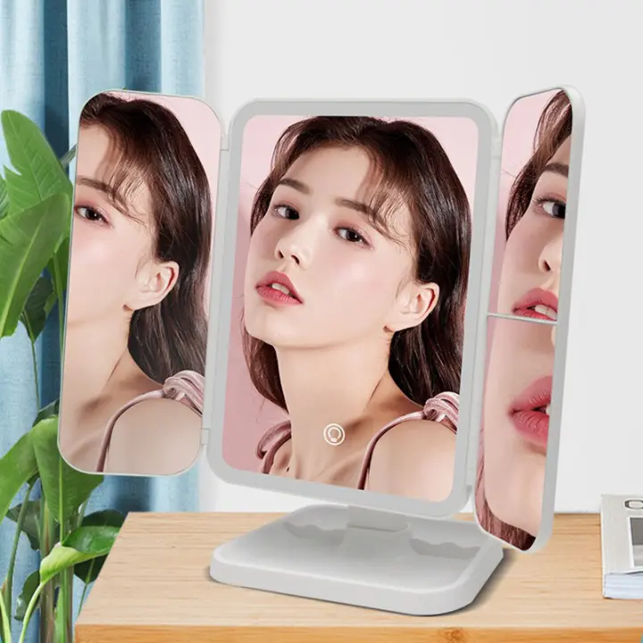 Espejo De Maquillaje Tricuadrante Con Luces LED Para Dormitorio Espejo De Vestir Belleza Ilumina Tu Rostro Con Luz Complementaria Inteligente - 1