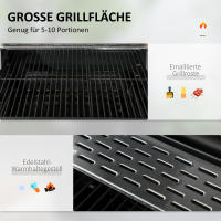 Parrilla de Carbón para Camping with Doble Superficie de Cocción, Rejas Laterales Flexibles, Carro con Estante y Asa Ergónica, Estructura Inxible en Madera de Arce Negro - details 1