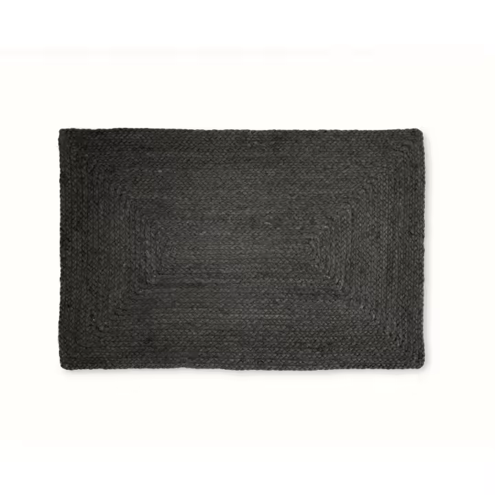 Alfombra Negra de Yute 60x90cm - Parentesi Quadra. Respetuosa con el Medio Ambiente. Duradera en el Tiempo. Ideal para Cualquier Ambiente. - 1