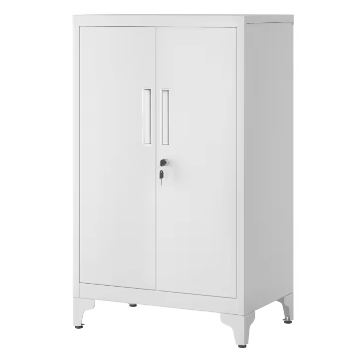 SONGMICS Archivador de Oficina, Armario Multifuncional, Armario de Oficina de 2 Puertas, con Cerradura, Armario de Almacenamiento de Acero, para Oficina, Sala de Estar, Negro Mate/Gris Mate - 1