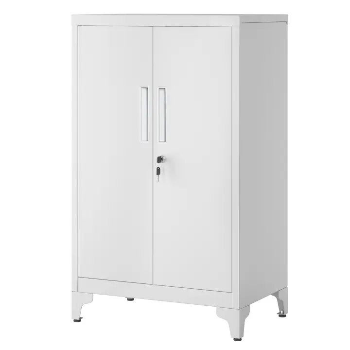 SONGMICS Archivador de Oficina, Armario Multifuncional, Armario de Oficina de 2 Puertas, con Cerradura, Armario de Almacenamiento de Acero, para Oficina, Sala de Estar, Negro Mate/Gris Mate - 1