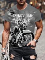 Camiseta De Motociclista 2024 Para Hombres Estilo Vintage Con Impresión 3D Corta Cuello Redondo Oversize Moda De Calle Tejido Poliéster - details 2