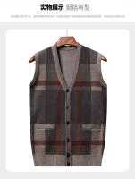 Suéter De Casual Para Hombre Chaqueta Sin Mangas Gruesa Para Otoño E Invierno Cardigan Con Estampado Rayado Cuello En V - details 11